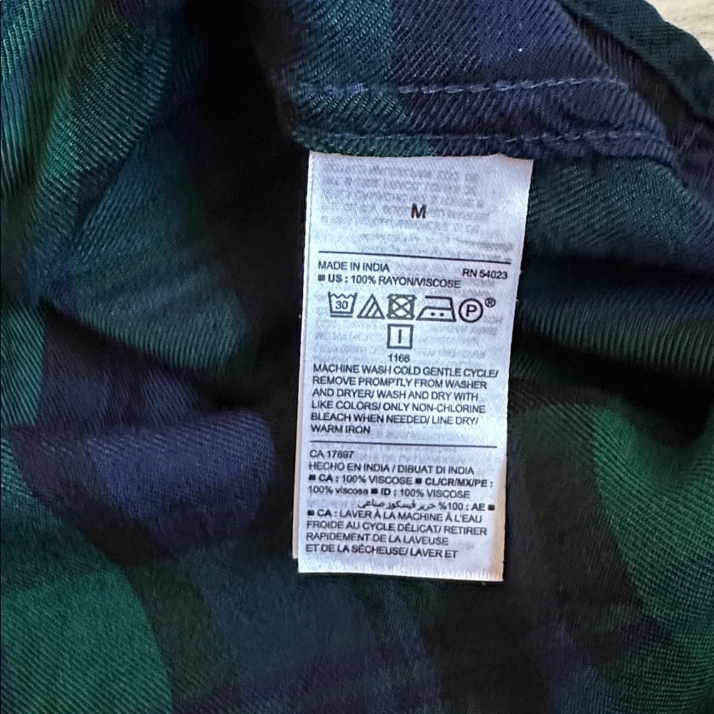 Old Navy Green and Blue Plaid 3/4 Sleeve Shirt Dress Size Medium - Picture 7 of 8